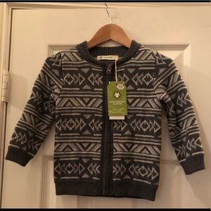 Earth Baby Sweater NWT Size 18-24 Grey and White with Zipper